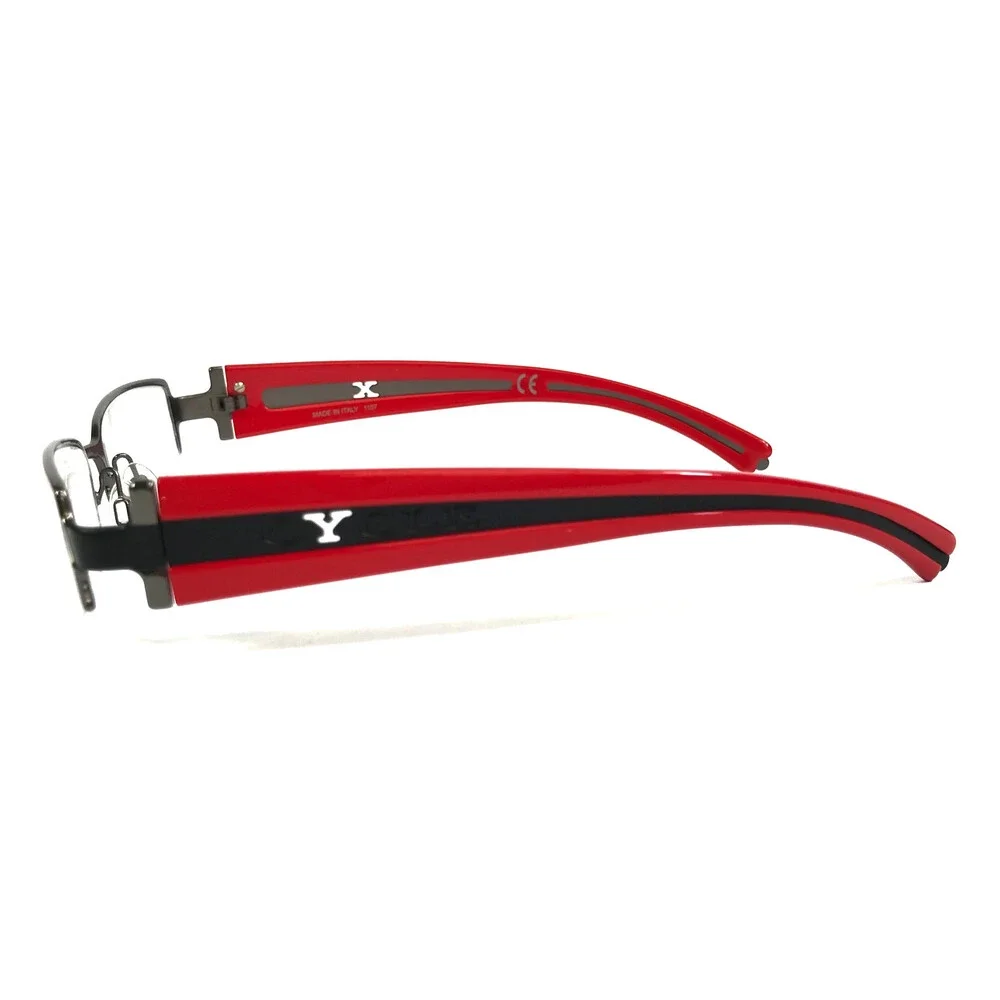 Exalt Cycle Eyeglasses Frames EXMAX C3 1107 Silver Red Black Rectangle 52-17-135